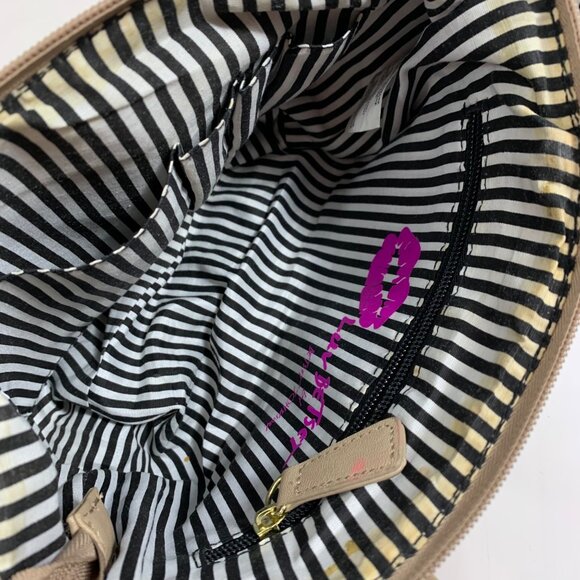 Betsey Johnson Taupe Gold Quilted Heart Embroidered Mini Shoulder Bag w/ Strap - Picture 10 of 10